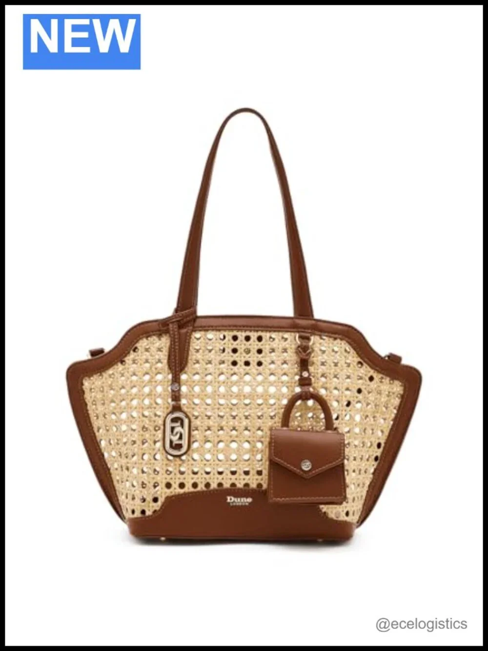 Woven Rattan Shoulder Bag with Detachable Crossbody Strap